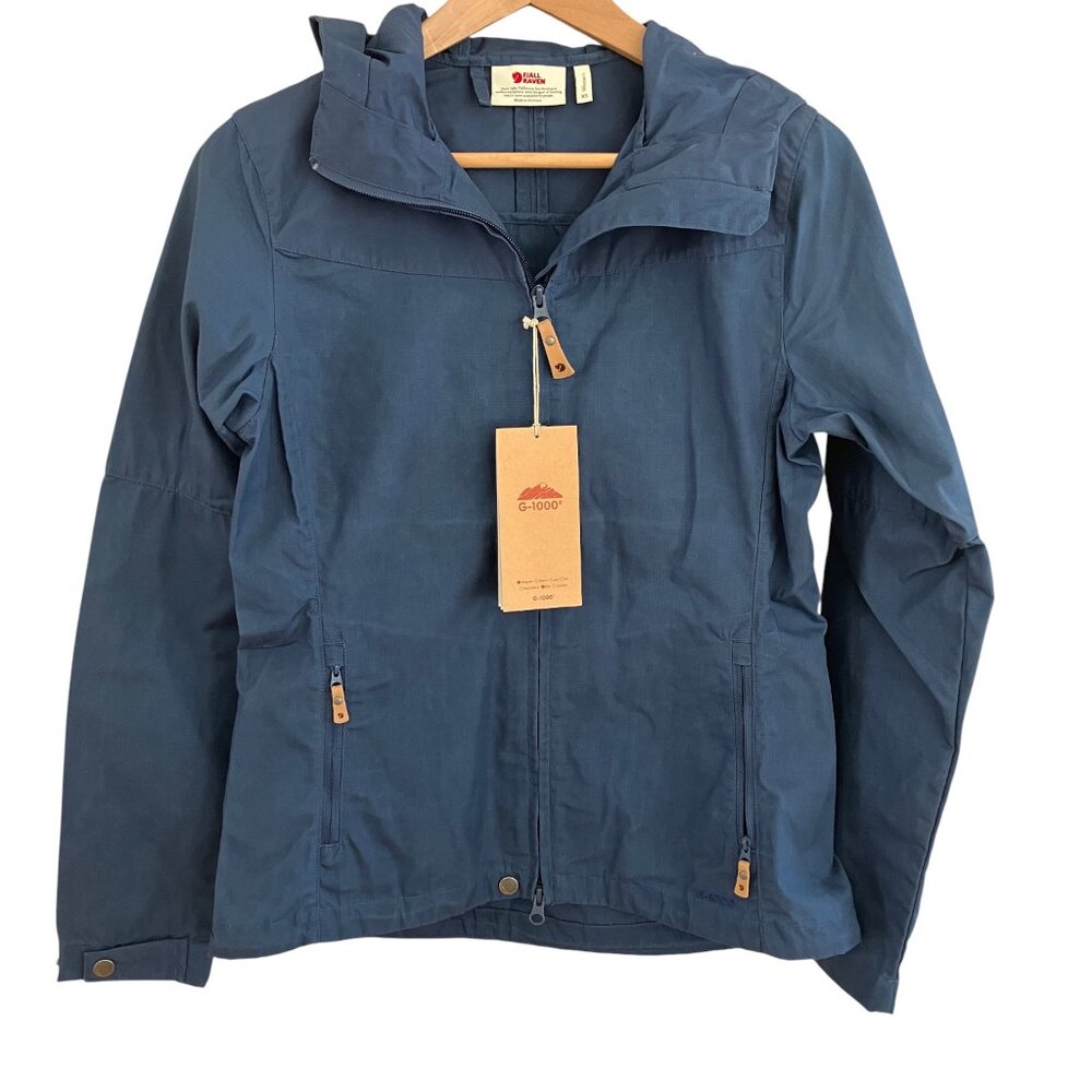 NEW Fjallraven Womens Stina Hooded Jacket Size X-Small Indigo Blue